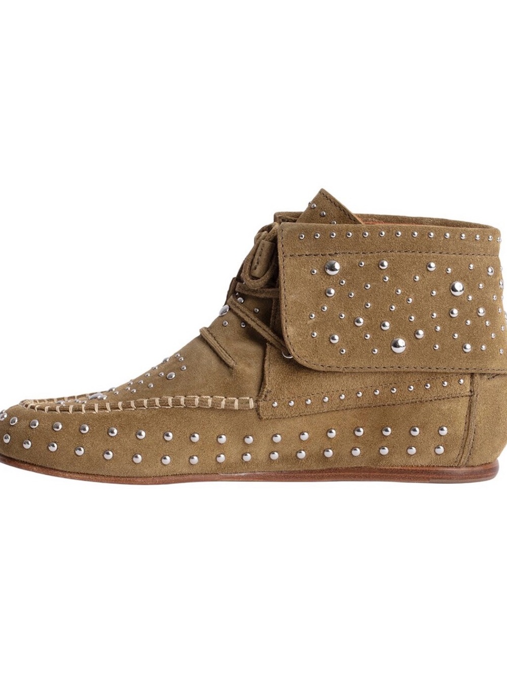 Zadig & Voltaire Tan Suede Santa Fe Dream Studs Bootie Moccasins 40 New in Box! - Picture 3 of 12